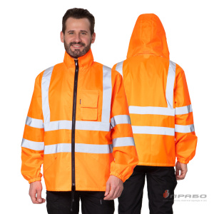 Куртка-ветровка «Сигнал» оранжевая на молнии с капюшоном. Артикул: Сиг104. Цена от 1 200,00 р. в г. Санкт-Петербург