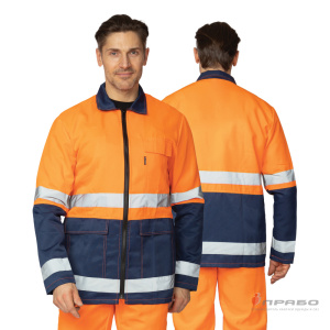 Костюм мужской летний «Спектр 2М» оранжевый/синий 3-го класса сигнальной защиты (куртка и полукомбинезон). Артикул: 9397. Цена от 2 690,00 р. в г. Санкт-Петербург