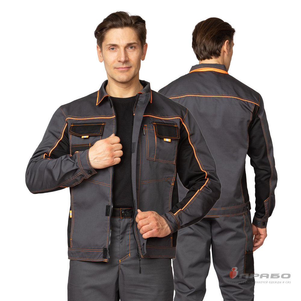 Костюм мужской «Бренд 1 2020» тёмно-серый/тёмно-серый/чёрный (куртка и брюки). Артикул: 9408. Цена от 3 640,00 р. в г. Санкт-Петербург