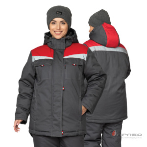 Куртка женская утеплённая «Профессионал» тёмно-серая/красная. Артикул: 9646. Цена от 4 910 р. в г. Санкт-Петербург