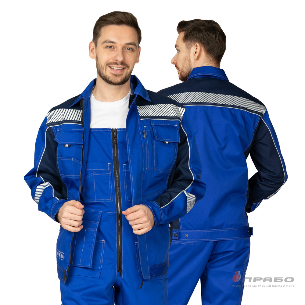 Костюм мужской «Бренд 2 Корпоратив» василёк/тёмно-синий (куртка и полукомбинезон). Артикул: 13055. Цена от 4 160,00 р. в г. Санкт-Петербург