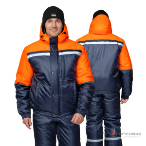 Костюм мужской утеплённый «Стимул-М» синий/оранжевый (куртка и полукомбинезон). Артикул: 9493. Цена от 4 840 р. в г. Санкт-Петербург