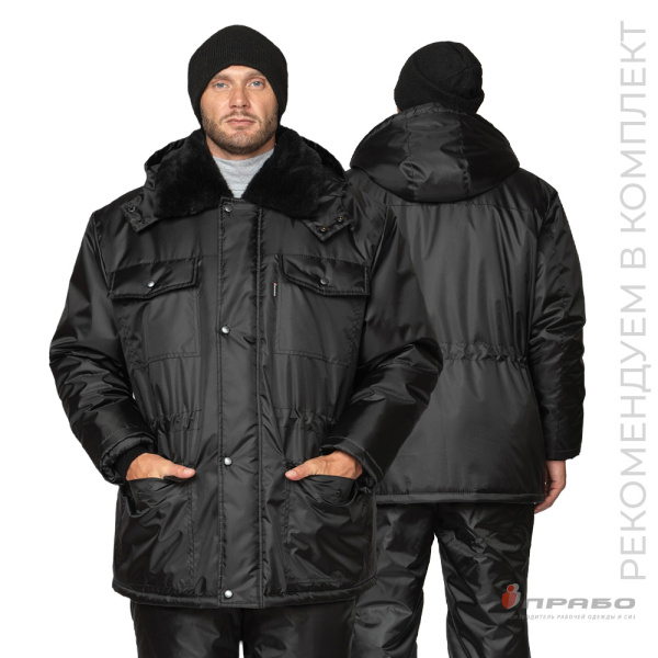 Куртка мужская утеплённая «Альфа» удлинённая чёрная. Артикул: 10355. #REGION_MIN_PRICE# в г. Санкт-Петербург