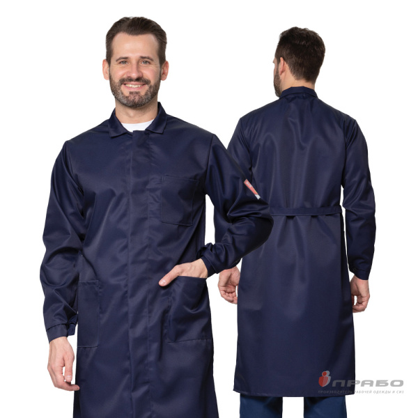 Халат кислотощелочестойкий (КЩС) мужской синий. Артикул: Ar206. #REGION_MIN_PRICE# в г. Санкт-Петербург