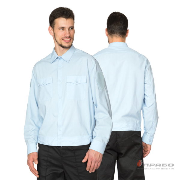 Рубашка для сотрудников с длинными рукавами серый/голубой. Артикул: РубОВД1. #REGION_MIN_PRICE# в г. Санкт-Петербург