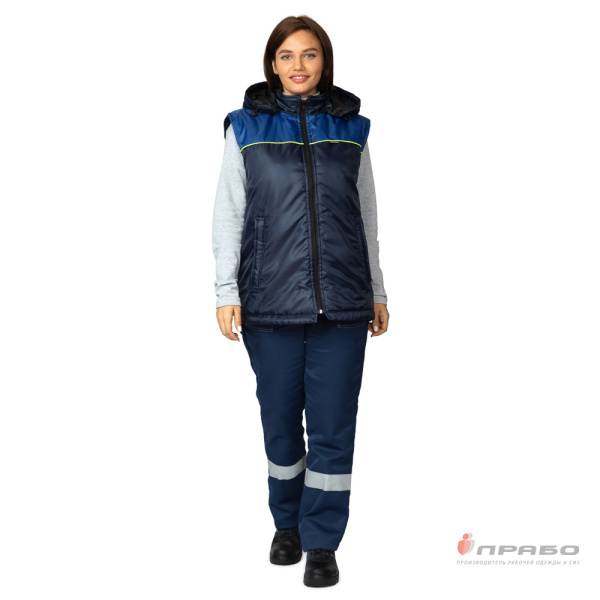 Жилет утеплённый «Сура» тёмно-синий/василёк. Артикул: 9553. #REGION_MIN_PRICE# в г. Санкт-Петербург