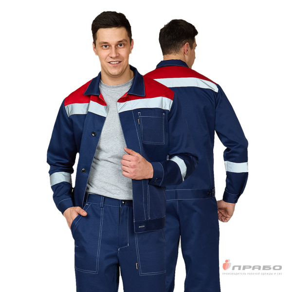 Костюм мужской «Пантеон СОП» тёмно-синий/красный (куртка и брюки). Артикул: Кос118с. #REGION_MIN_PRICE# в г. Санкт-Петербург