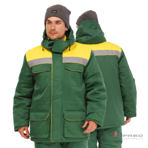Костюм мужской утеплённый «Буря» зелёный (куртка и полукомбинезон). Артикул: Кос209. #REGION_MIN_PRICE# в г. Санкт-Петербург