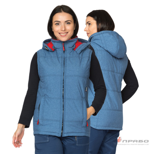 Жилет женский утеплённый «Амур» синий/красный. Артикул: Жил205. #REGION_MIN_PRICE# в г. Санкт-Петербург