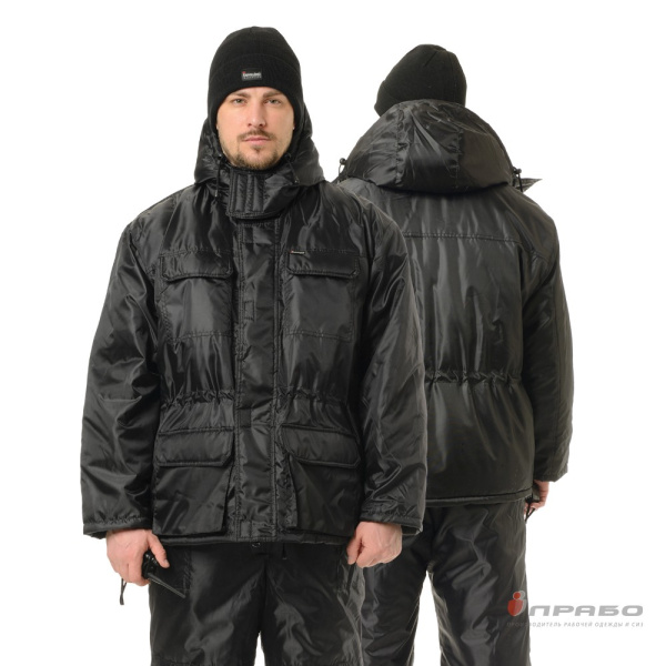 Костюм мужской утеплённый «Альфа» чёрный (куртка и полукомбинезон). Артикул: Охр202 Альфа. #REGION_MIN_PRICE# в г. Санкт-Петербург
