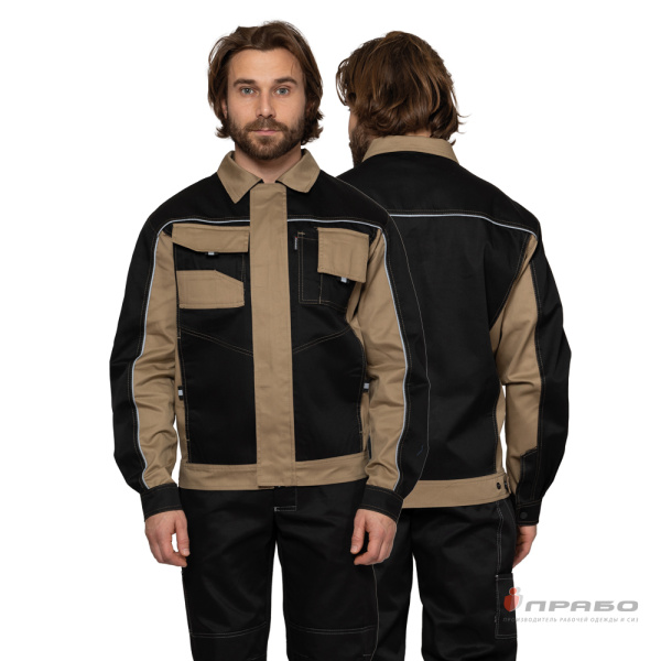 Куртка мужская «Бренд» чёрно-бежевая. Артикул: Кур101. #REGION_MIN_PRICE# в г. Санкт-Петербург