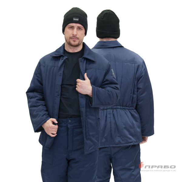 Куртка мужская утеплённая тёмно-синяя из смесовой ткани эконом. Артикул: Кур410. #REGION_MIN_PRICE# в г. Санкт-Петербург